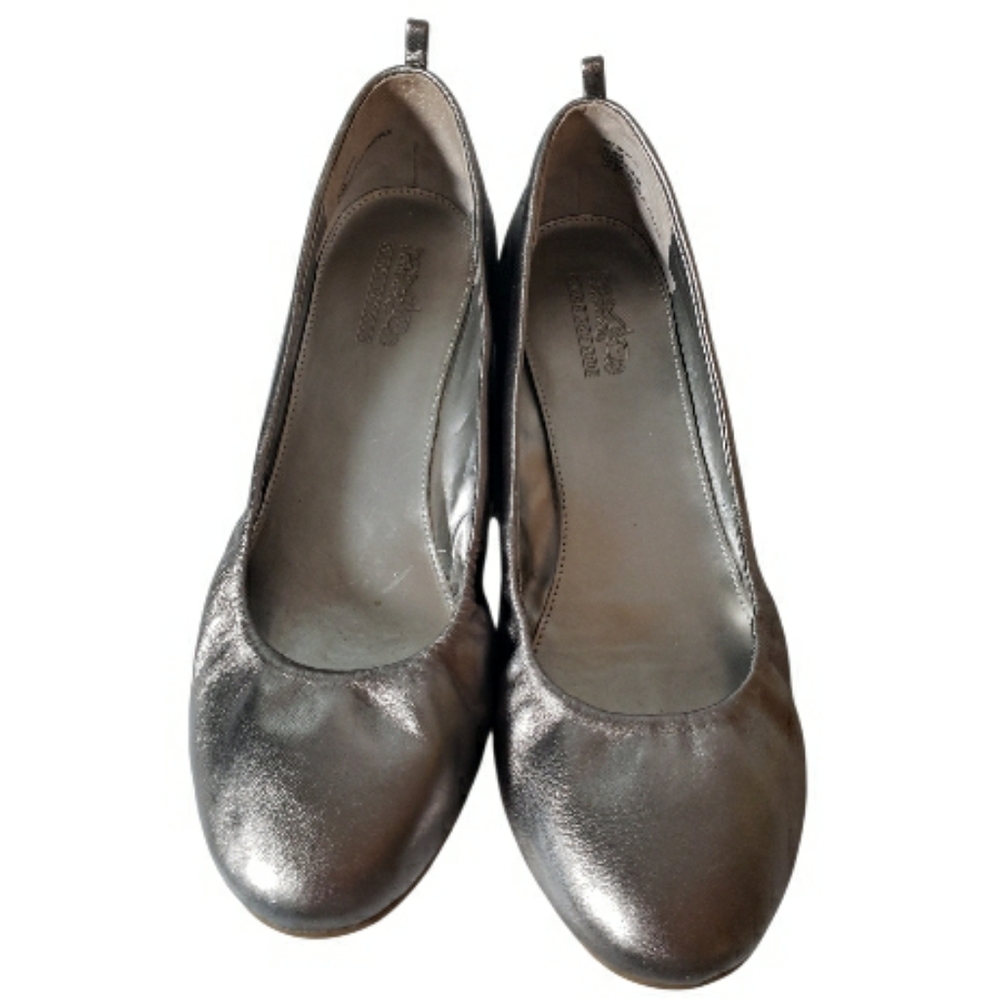 Coach And Four Leather Ballet Flats Westport St Pewter Silver Essential 9.5 Flat